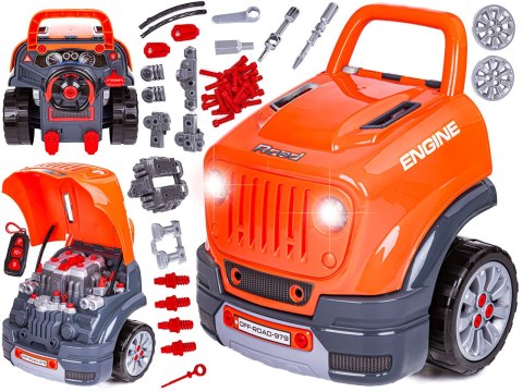 Zestaw Mechanika, Samochód Auto Silnik Do Rozkręcania, Warsztat 61 Elementów, Pomarańczowy JEEP Zestaw Mechanika, Samochód Auto Silnik Do Rozkręcania, Warsztat 61 Elementów, Pomarańczowy JEEP