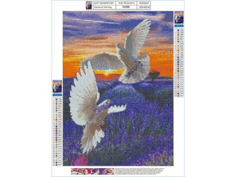 Haft Diamentowy, Obraz, Mozaika Diamentowa Diamond Painting, DWA GOŁĘBIE 30x40cm DK Haft Diamentowy, Obraz, Mozaika Diamentowa Diamond Painting, DWA GOŁĘBIE 30x40cm DK
