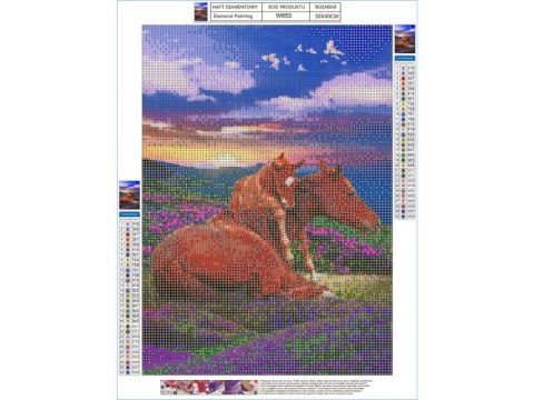Haft Diamentowy, Obraz, Mozaika Diamentowa Diamond Painting, DWA KONIE - GÓRY 30x40cm DK Haft Diamentowy, Obraz, Mozaika Diamentowa Diamond Painting, DWA KONIE - GÓRY 30x40cm DK