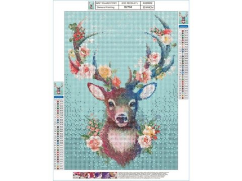 Haft Diamentowy, Obraz, Mozaika Diamentowa Diamond Painting, JELONEK - KWIECISTE POROŻE 30x40cm DK Haft Diamentowy, Obraz, Mozaika Diamentowa Diamond Painting, JELONEK - KWIECISTE POROŻE 30x40cm DK