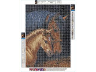 Haft Diamentowy, Obraz, Mozaika Diamentowa Diamond Painting, KOŃ I ŹREBIĘ 30x40cm DK