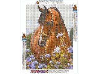 Haft Diamentowy, Obraz, Mozaika Diamentowa Diamond Painting, KOŃ - ŁĄKA 30x40cm DK
