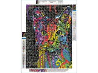 Haft Diamentowy, Obraz, Mozaika Diamentowa Diamond Painting, KOT W KOLORZE 30x40cm DK