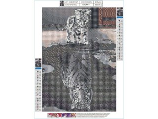 Haft Diamentowy, Obraz, Mozaika Diamentowa Diamond Painting, ODBICIE LUSTRZANE - KOTEK TYGRYS 30x40cm DK