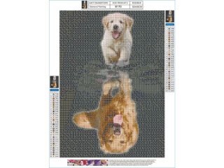 Haft Diamentowy, Obraz, Mozaika Diamentowa Diamond Painting, ODBICIE LUSTRZANE - PIES 30x40cm DK