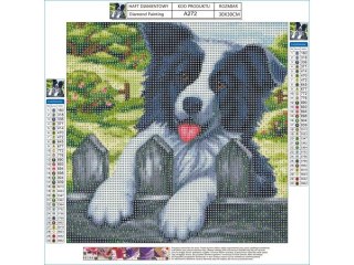 Haft Diamentowy, Obraz, Mozaika Diamentowa Diamond Painting, PIES NA PŁOCIE 30x30cm DK