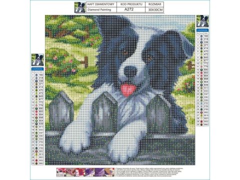 Haft Diamentowy, Obraz, Mozaika Diamentowa Diamond Painting, PIES NA PŁOCIE 30x30cm DK Haft Diamentowy, Obraz, Mozaika Diamentowa Diamond Painting, PIES NA PŁOCIE 30x30cm DK