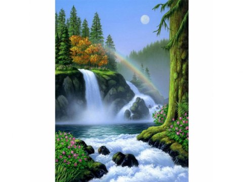Haft Diamentowy, Obraz, Mozaika Diamentowa Diamond Painting, WODOSPAD Z TĘCZĄ 30x40cm DK Haft Diamentowy, Obraz, Mozaika Diamentowa Diamond Painting, WODOSPAD Z TĘCZĄ 30x40cm DK
