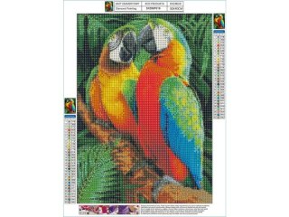 Haft Diamentowy, Obraz, Mozaika Diamentowa Diamond Painting, KOLOROWE ARY PAPUGI 30x40cm DK