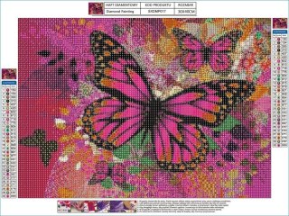 Haft Diamentowy, Obraz, Mozaika Diamentowa Diamond Painting, MOTYLE W RÓŻU 40x30cm DK