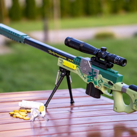 Karabin Snajperski Atak Pistolet Na Dyski Statyw Okulary Ochronne Tłumik Ciuciubabka