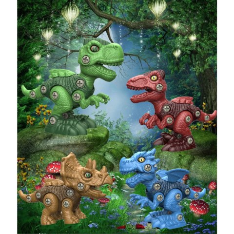 ZESTAW WALIZKA KLOCKI DINOZAURY DO SKRĘCANIA WKRĘTARKA 3 DINO FIGURKI DIY Import ProNice