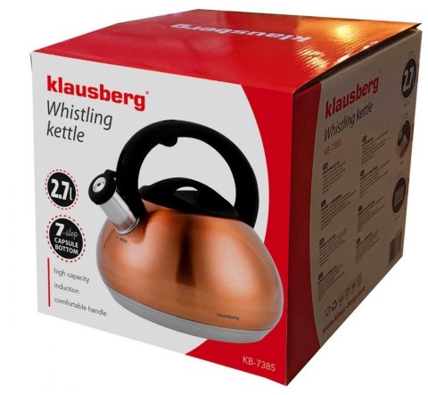 CZAJNIK Z GWIZDKIEM KLAUSBERG 2,7L KB-7385 COPPER KLAUSBERG