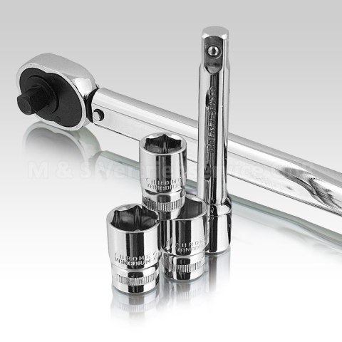 Klucz dynamometryczny z grzechotką 1/2" + nasadki 17 19 21mm Bituxx