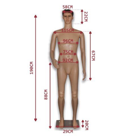 Manekin Wystawowy Pełnopostaciowy Męski 190CM Bituxx Manekin Wystawowy Pełnopostaciowy Męski 190CM Bituxx