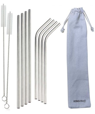 SŁOMKI METALOWE DO NAPOJÓW KINGHOFF 8szt. + ETUI KH-1357 KINGHOFF