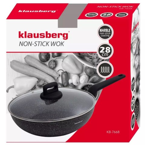 WOK MARMURKOWY Z POKRYWĄ KLAUSBERG 28cm KB-7668 KLAUSBERG