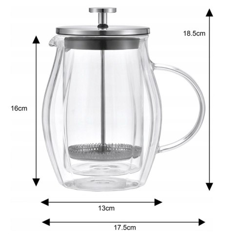 ZAPARZACZ TŁOKOWY DO KAWY/HERBATY TERMICZNY 600ml KLAUSBERG KB-7683 KLAUSBERG