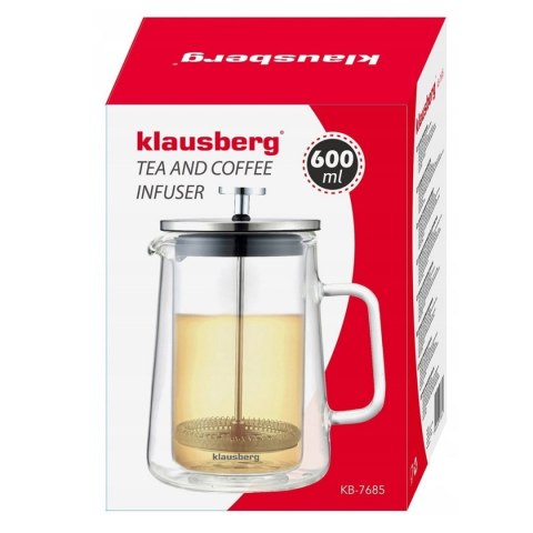 ZAPARZACZ TŁOKOWY DO KAWY/HERBATY TERMICZNY 600ml KLAUSBERG KB-7685 KLAUSBERG