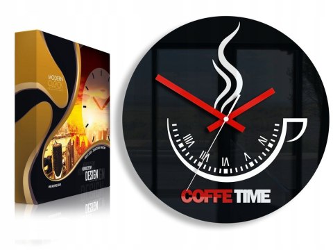 ZEGAR ŚCIENNY COFFEE TIME II BLACK MODERN CLOCK ZEGAR ŚCIENNY COFFEE TIME II BLACK MODERN CLOCK