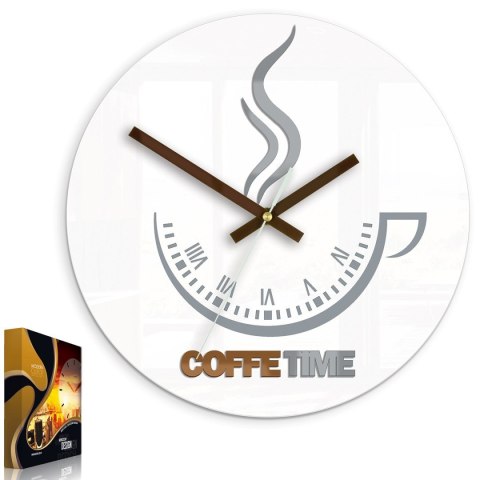 ZEGAR ŚCIENNY COFFEE TIME II WHITE MODERN CLOCK ZEGAR ŚCIENNY COFFEE TIME II WHITE MODERN CLOCK