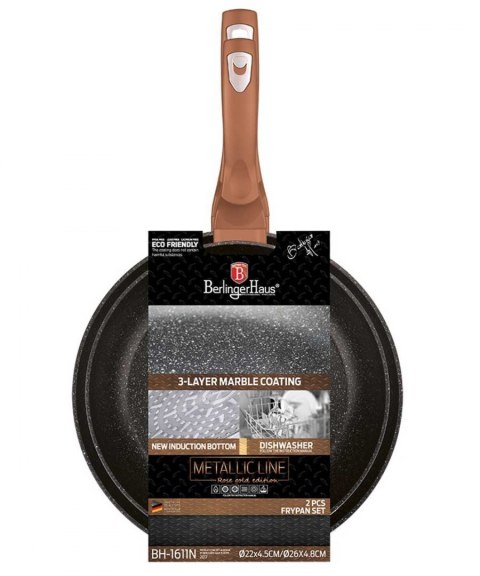 ZESTAW 2 PATELNI GRANITOWYCH BERLINGER HAUS ROSE GOLD BH-1611 BERLINGER HAUS ZESTAW 2 PATELNI GRANITOWYCH BERLINGER HAUS ROSE GOLD BH-1611 BERLINGER HAUS