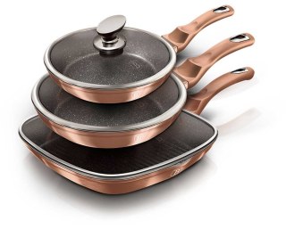ZESTAW 3 PATELNI GRANITOWYCH BERLINGER HAUS ROSE GOLD LINE BH-6195 BERLINGER HAUS