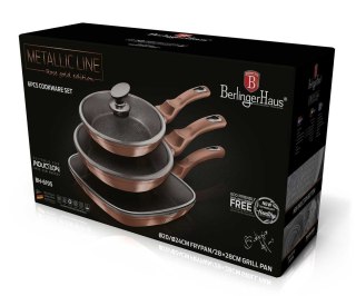 ZESTAW 3 PATELNI GRANITOWYCH BERLINGER HAUS ROSE GOLD LINE BH-6195 BERLINGER HAUS