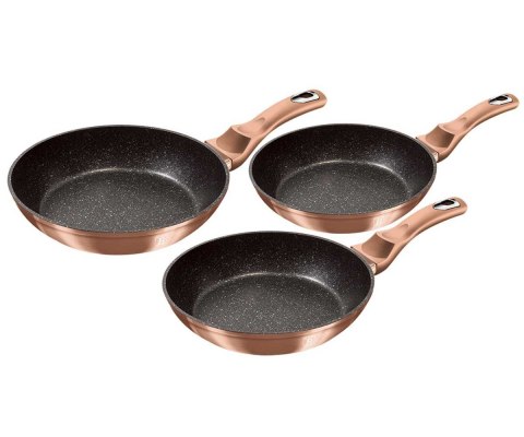 ZESTAW 3 PATELNI GRANITOWYCH BERLINGER HAUS ROSE GOLD LINE BH-6195 BERLINGER HAUS
