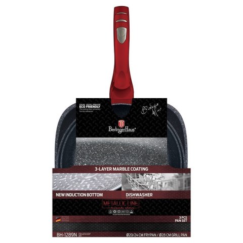 ZESTAW 3 PATELNI GRANITOWYCH BERLINGERHAUS RED METALLIC LINE BH-1289 BERLINGER HAUS ZESTAW 3 PATELNI GRANITOWYCH BERLINGERHAUS RED METALLIC LINE BH-1289 BERLINGER HAUS