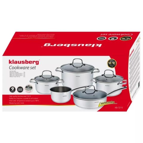 ZESTAW GARNKÓW 9 ELEM.KLAUSBERG KB-7215 STAL 18/10 KLAUSBERG