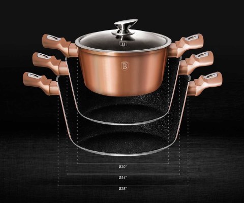 ZESTAW GARNKÓW GRANITOWYCH BERLINGER HAUS BH-6191 ROSE GOLD BERLINGER HAUS