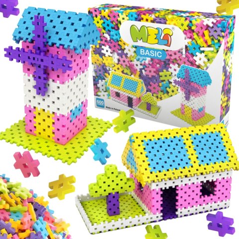Zestaw Klocków Konstrukcyjnych Basic Pink 600 Elementów Klocki Meli Puzzle Meli