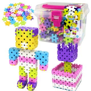Zestaw Klocków Konstrukcyjnych Basic Pink Travel Box 250 Elementów Puzzle Meli