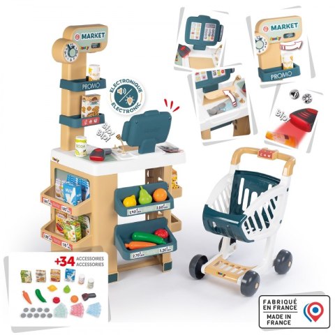 SMOBY Sklep Market z Wózkiem Elektroniczną Kasą ze Skanerem Smoby