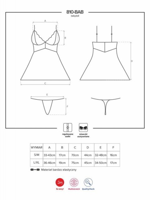 Bielizna-810-BAB-2 babydoll i stringi biała S/M Boss of toys