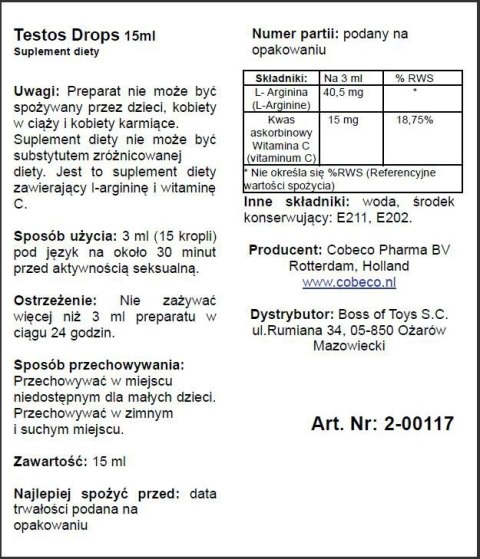Supl.diety-Testos Drops (15ml) Boss of toys Supl.diety-Testos Drops (15ml) Boss of toys