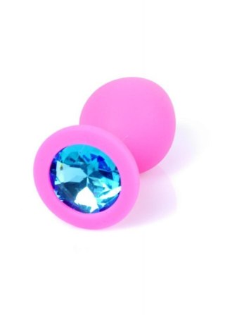 Plug-Jewellery Pink Silicon PLUG Medium- Light Blue Diamond Boss of toys