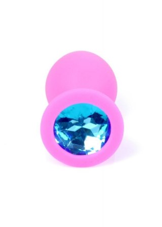 Plug-Jewellery Pink Silicon PLUG Medium- Light Blue Diamond Boss of toys