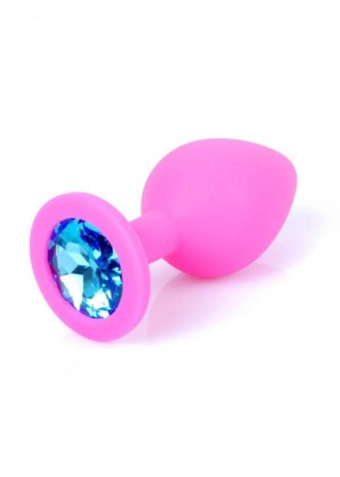 Plug-Jewellery Pink Silicon PLUG Medium- Light Blue Diamond Boss of toys