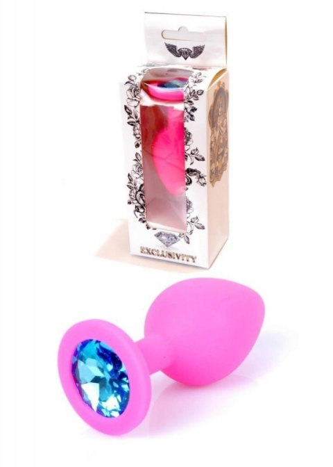 Plug-Jewellery Pink Silicon PLUG Medium- Light Blue Diamond Boss of toys