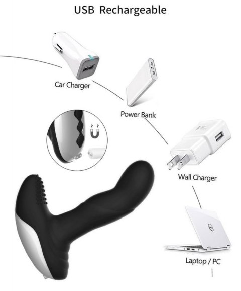 Wibrator-Silicone Massager USB 7 Function + Pulsator / Heating BLACK Boss of toys