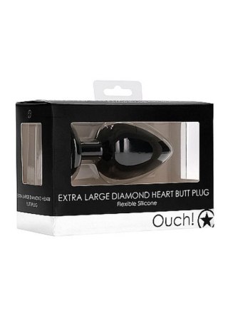Diamond Heart Butt Plug - Extra Large - Black Boss of toys