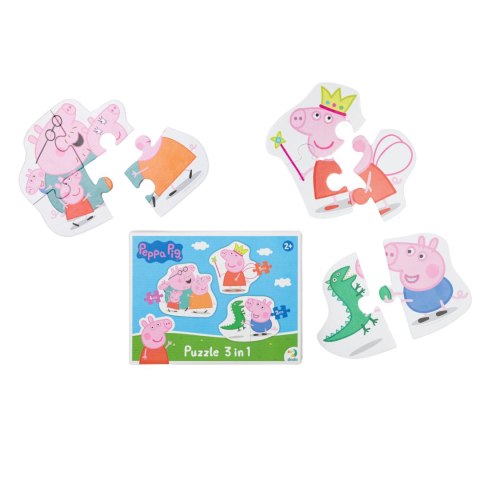 PUZZLE 3w1 "ŚWINKA PEPPA" TRZY UKŁADANKI W JEDNYM DLA NAJMŁODSZYCH DZIECI DODO