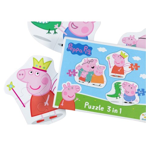 PUZZLE 3w1 "ŚWINKA PEPPA" TRZY UKŁADANKI W JEDNYM DLA NAJMŁODSZYCH DZIECI DODO