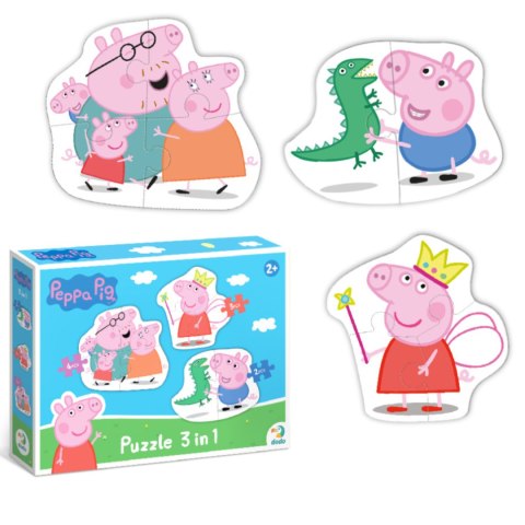 PUZZLE 3w1 "ŚWINKA PEPPA" TRZY UKŁADANKI W JEDNYM DLA NAJMŁODSZYCH DZIECI DODO