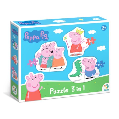 PUZZLE 3w1 "ŚWINKA PEPPA" TRZY UKŁADANKI W JEDNYM DLA NAJMŁODSZYCH DZIECI DODO