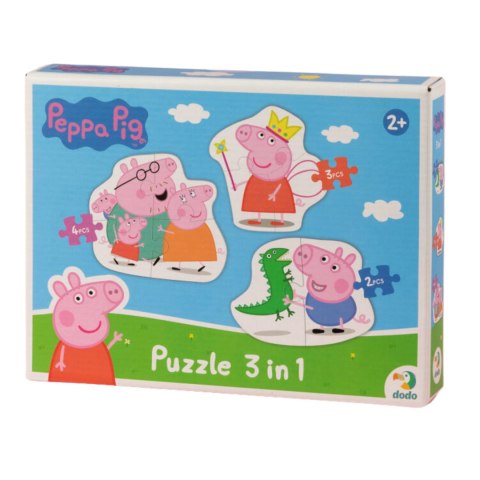 PUZZLE 3w1 "ŚWINKA PEPPA" TRZY UKŁADANKI W JEDNYM DLA NAJMŁODSZYCH DZIECI DODO