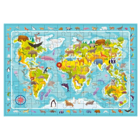 Puzzle Obserw. Mapa Swiata Zwierzat, 80 el. 300133 DODO