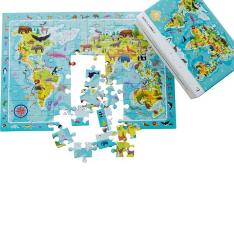 Puzzle Obserw. Mapa Swiata Zwierzat, 80 el. 300133 DODO